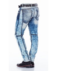 blaue enge Jeans mit Acid-Waschung von Cipo & Baxx