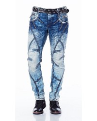 blaue enge Jeans mit Acid-Waschung von Cipo & Baxx