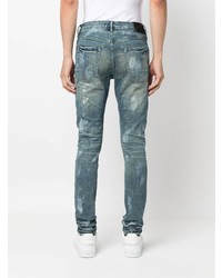 blaue enge Jeans mit Acid-Waschung von purple brand