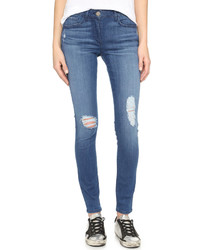 blaue enge Jeans mit Destroyed-Effekten von 3x1