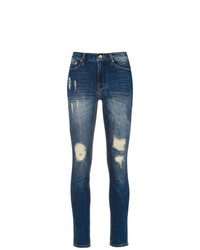 blaue enge Jeans mit Destroyed-Effekten von Amapô