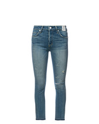 blaue enge Jeans mit Destroyed-Effekten von Amo