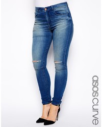 blaue enge Jeans mit Destroyed-Effekten von Asos Curve