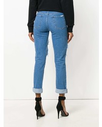 blaue enge Jeans mit Destroyed-Effekten von Forte Dei Marmi Couture