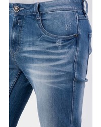 blaue enge Jeans mit Destroyed-Effekten von BLUE MONKEY