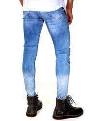 blaue enge Jeans mit Destroyed-Effekten von Bright Jeans