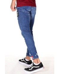 blaue enge Jeans mit Destroyed-Effekten von Bright Jeans