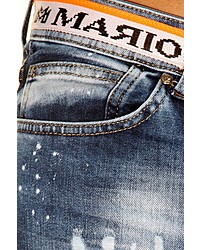 blaue enge Jeans mit Destroyed-Effekten von Bright Jeans