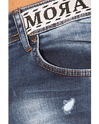 blaue enge Jeans mit Destroyed-Effekten von Bright Jeans