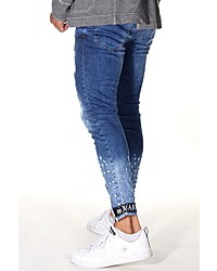 blaue enge Jeans mit Destroyed-Effekten von Bright Jeans