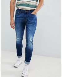 blaue enge Jeans mit Destroyed-Effekten von Burton Menswear