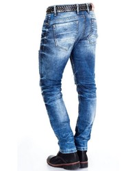 blaue enge Jeans mit Destroyed-Effekten von Cipo & Baxx