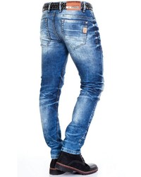 blaue enge Jeans mit Destroyed-Effekten von Cipo & Baxx