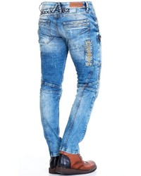 blaue enge Jeans mit Destroyed-Effekten von Cipo & Baxx