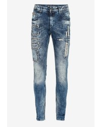 blaue enge Jeans mit Destroyed-Effekten von Cipo & Baxx