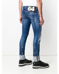 blaue enge Jeans mit Destroyed-Effekten von DSQUARED2