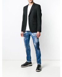 blaue enge Jeans mit Destroyed-Effekten von DSQUARED2