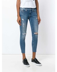 blaue enge Jeans mit Destroyed-Effekten von Calvin Klein Jeans