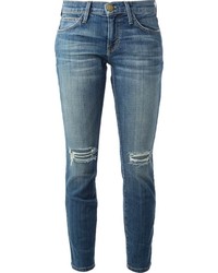 blaue enge Jeans mit Destroyed-Effekten von Current/Elliott