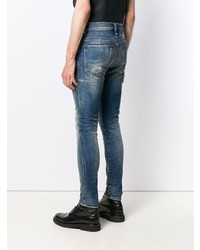 blaue enge Jeans mit Destroyed-Effekten von Diesel