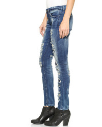 blaue enge Jeans mit Destroyed-Effekten von Blank