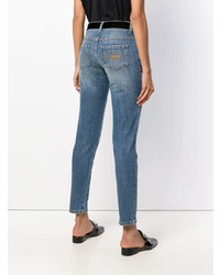blaue enge Jeans mit Destroyed-Effekten von Boutique Moschino