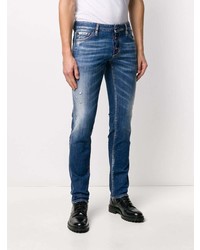 blaue enge Jeans mit Destroyed-Effekten von DSQUARED2