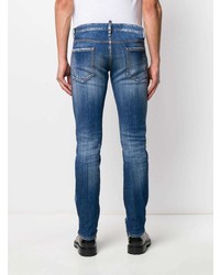 blaue enge Jeans mit Destroyed-Effekten von DSQUARED2