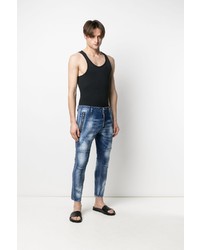 blaue enge Jeans mit Destroyed-Effekten von DSQUARED2