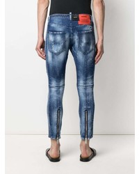 blaue enge Jeans mit Destroyed-Effekten von DSQUARED2