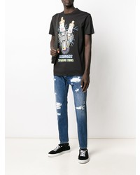 blaue enge Jeans mit Destroyed-Effekten von DSQUARED2