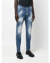 blaue enge Jeans mit Destroyed-Effekten von John Richmond