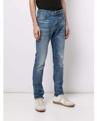 blaue enge Jeans mit Destroyed-Effekten von 7 For All Mankind