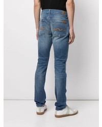 blaue enge Jeans mit Destroyed-Effekten von 7 For All Mankind