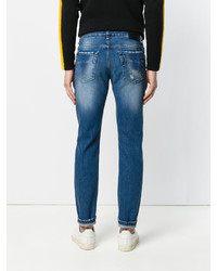 blaue enge Jeans mit Destroyed-Effekten von Fendi
