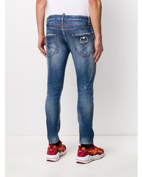 blaue enge Jeans mit Destroyed-Effekten von DSQUARED2