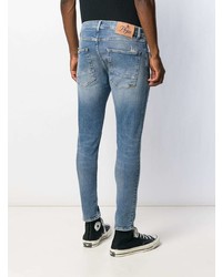 blaue enge Jeans mit Destroyed-Effekten von PRPS