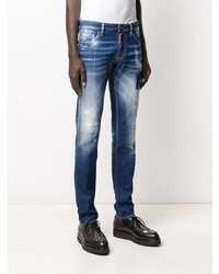 blaue enge Jeans mit Destroyed-Effekten von DSQUARED2