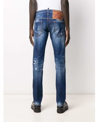 blaue enge Jeans mit Destroyed-Effekten von DSQUARED2