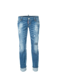 blaue enge Jeans mit Destroyed-Effekten von Dsquared2