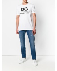 blaue enge Jeans mit Destroyed-Effekten von Dolce & Gabbana