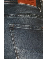 blaue enge Jeans mit Destroyed-Effekten von EX-PENT