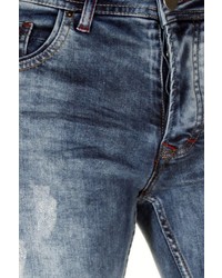 blaue enge Jeans mit Destroyed-Effekten von EX-PENT