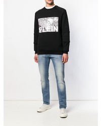 blaue enge Jeans mit Destroyed-Effekten von Philipp Plein