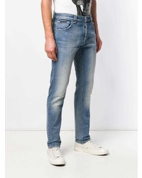 blaue enge Jeans mit Destroyed-Effekten von Philipp Plein