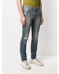 blaue enge Jeans mit Destroyed-Effekten von Frame