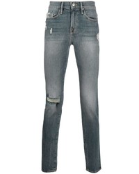 blaue enge Jeans mit Destroyed-Effekten von Frame