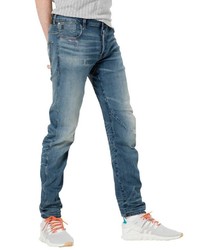 blaue enge Jeans mit Destroyed-Effekten von G-Star RAW