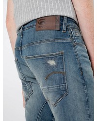 blaue enge Jeans mit Destroyed-Effekten von G-Star RAW