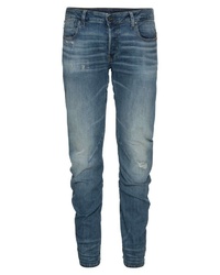 blaue enge Jeans mit Destroyed-Effekten von G-Star RAW